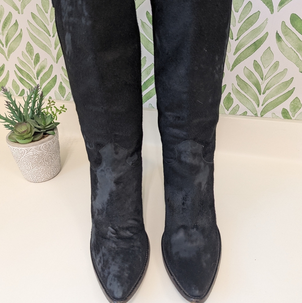 Sartore Paris Black Suede Women's Cowboy Boots 40.5 - Picture 2 of 10
